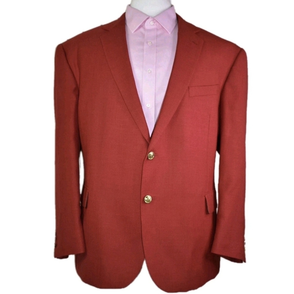 Stafford Gold Buttons Red Men's Sport Coat Blazer Jacket  Size 50-S